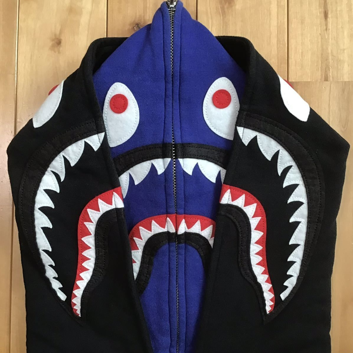 ダブル シャーク パーカー Lサイズ Double shark full zip hoodie a bathing ape BAPE エイプ ベイプ  アベイシングエイプ