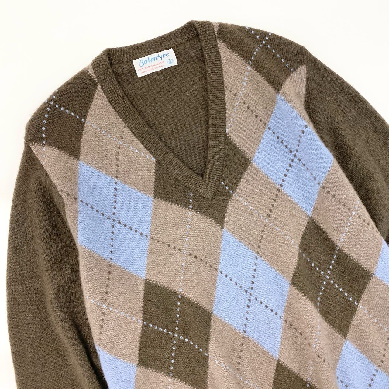 71i26 《美品》Ballantyne バランタイン Vネックカシミヤニット