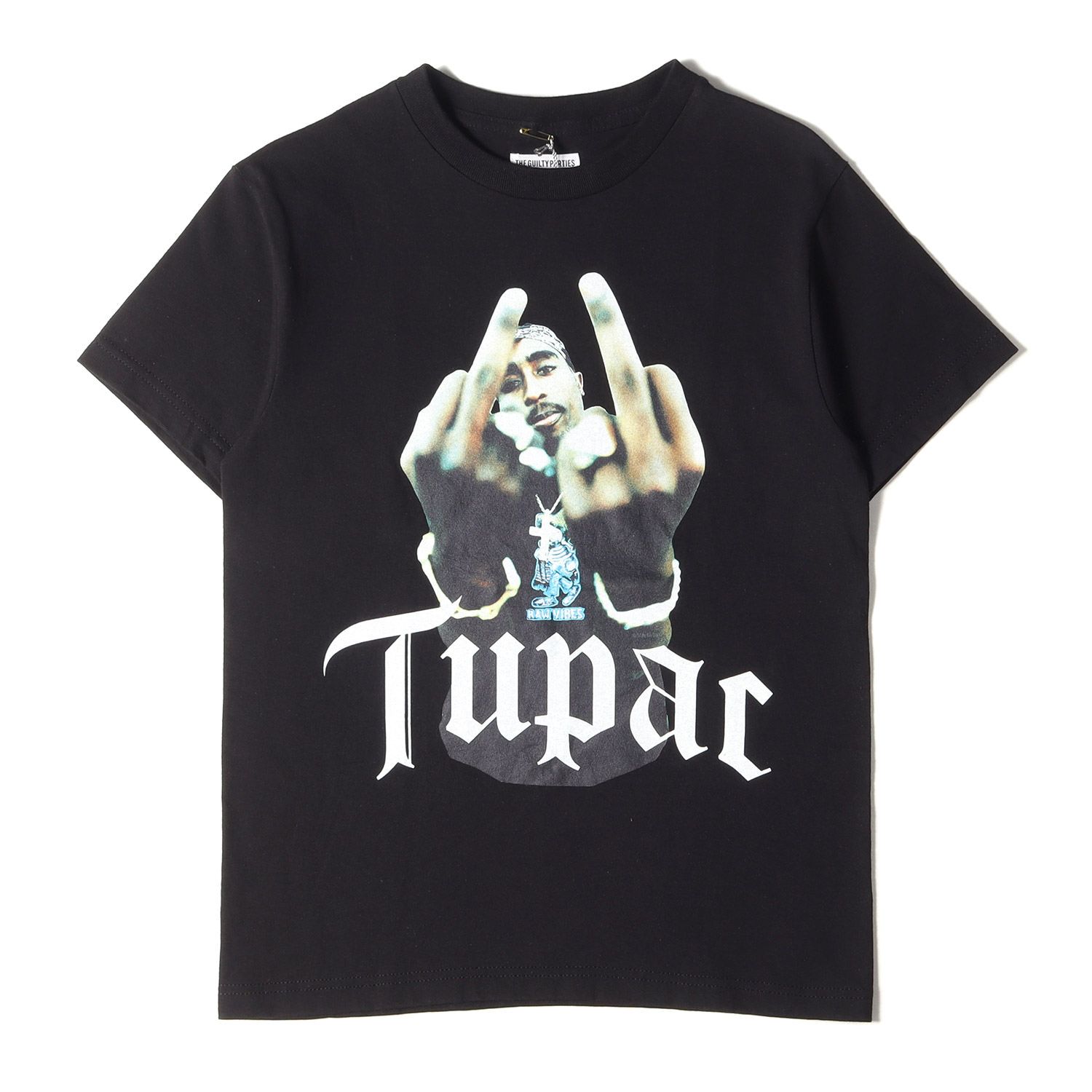 新品同様 WACKO MARIA ワコマリア Tシャツ サイズ:s 23SS 2PAC フォト プリント クルーネック 半袖 Tシャツ CREW NECK T-SHIRT ブラック 黒 トップス カットソー コラボ