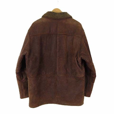 【リアルムートン】 ムートンコート ボア 羊革 48 ダークブラウン ラムレザー 極美品】リアルムートンコート ジャケット 裏地ボア 羊革 チャコール