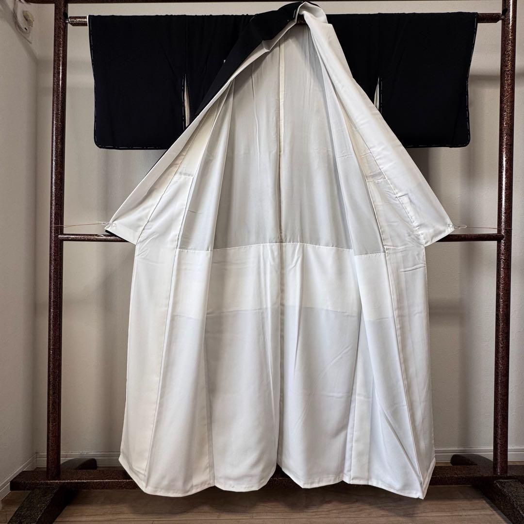 高品質保証！ しつけ付き 正絹 黒留袖 貝紫留袖 黒留袖 袷 広衿 157㎝ 貝紫