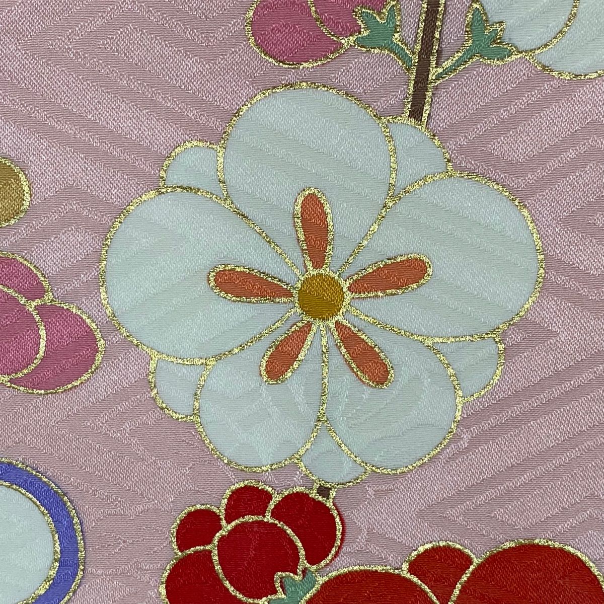 振袖 身丈157.5cm 裄丈63cm S 袷 御所車 熨斗 金糸 金彩 薄