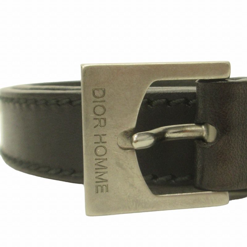 ディオールオム Dior HOMME ナロー ベルト ロゴ刻印 レザー 皮革 黒 