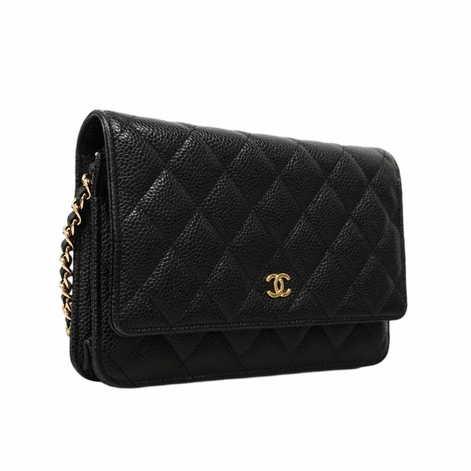 シャネル Chanel シャネル ショルダーウォレット マトラッセ キャビアスキン ブラック レディース