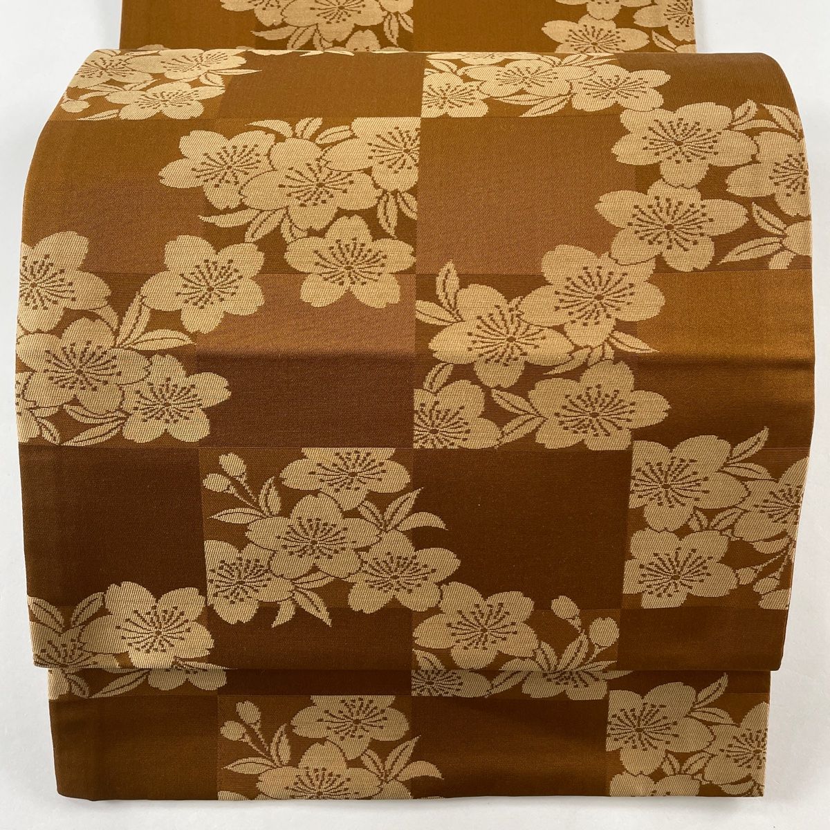 袋帯 美品 秀品 桜 市松 茶色 六通 正絹 【中古】 - メルカリ