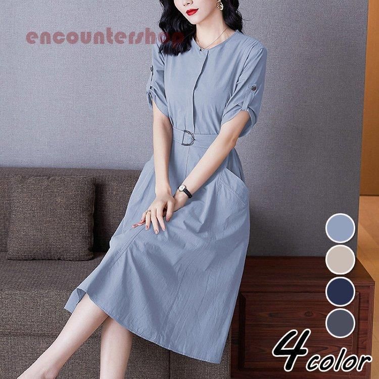 NOBLE スポンジボンディング ワンピース 38 グレー 大人オシャレ ADORE