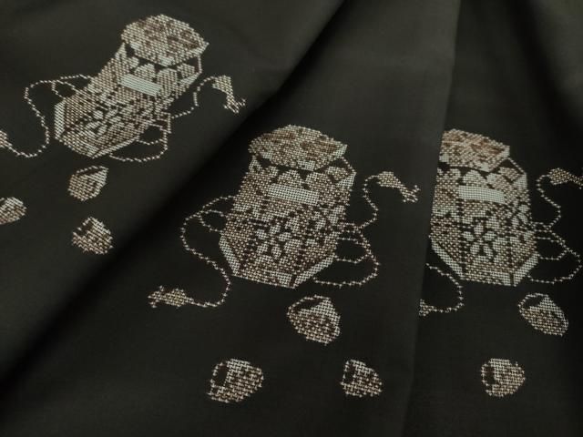 平和屋着物●本場大島紬　9マルキ　地空　貝桶文　正絹　逸品　DAAQ3491ps 平和屋着物○本場大島紬 9マルキ 地空 貝桶文 正絹 逸品 DAAQ3491ps