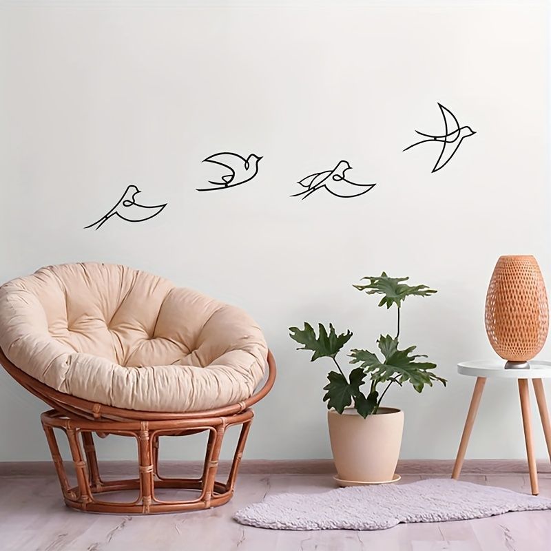 アート ウォールアート 4ピース ブラックメタルバードウォールアート セット リビングルーム ベッドルーム オフィス用 エレガント モダン おしゃれ インテリア 簡単に掛けられる 新築祝い 動物テーマ ルームデコ 鳥好き バード おしゃれ ブラック