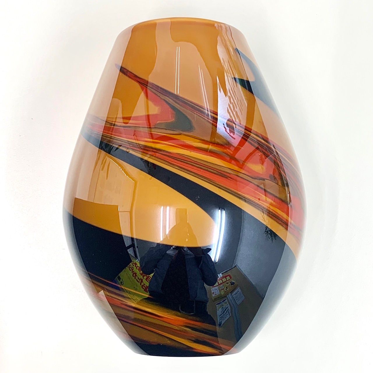 岩津アートガラス　花瓶　レトロ　マーブル　IWATSU GLASS ヴィンテージ ☆岩津硝子 iwatsu glass イワツガラス イワツグラス アート