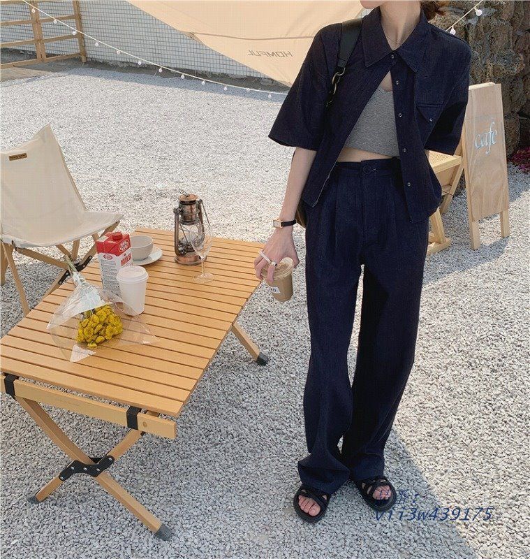 半袖 シャツ セットアップ パンツ 韓国 ストリート カジュアル 夏 モード系女子 衣装 オルチャン レディース Y2K コーデ ファッション vii3w439175
