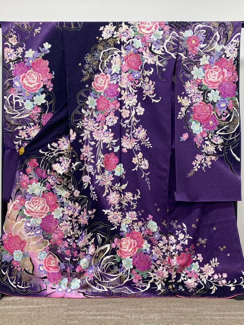振袖 仮絵羽 舞台衣装 金彩 銀彩 銀通し ラメ刺繍 正絹 未仕立て品 八 