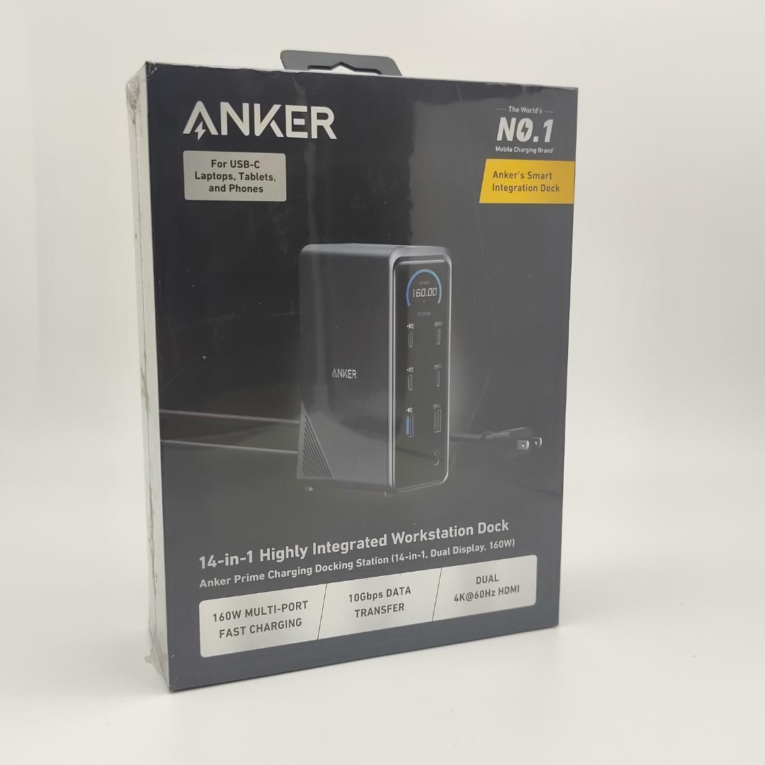 Anker Prime ドッキングステーション 14-in-1 Dual Display 160W USB PD最大100W出力対応USB-Cアップストリームポート Built-in GaN AC-DC電源装置搭載 10Gbps高速データ転送