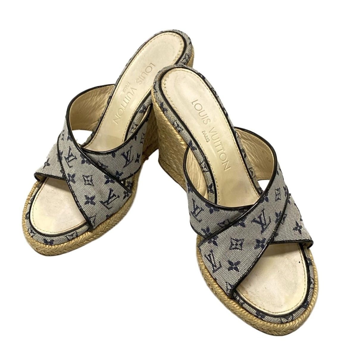 ルイヴィトン サンダル 35 LOUIS VUITTON Monogram Leather Flip-Flop Flat WMNS Sandal w