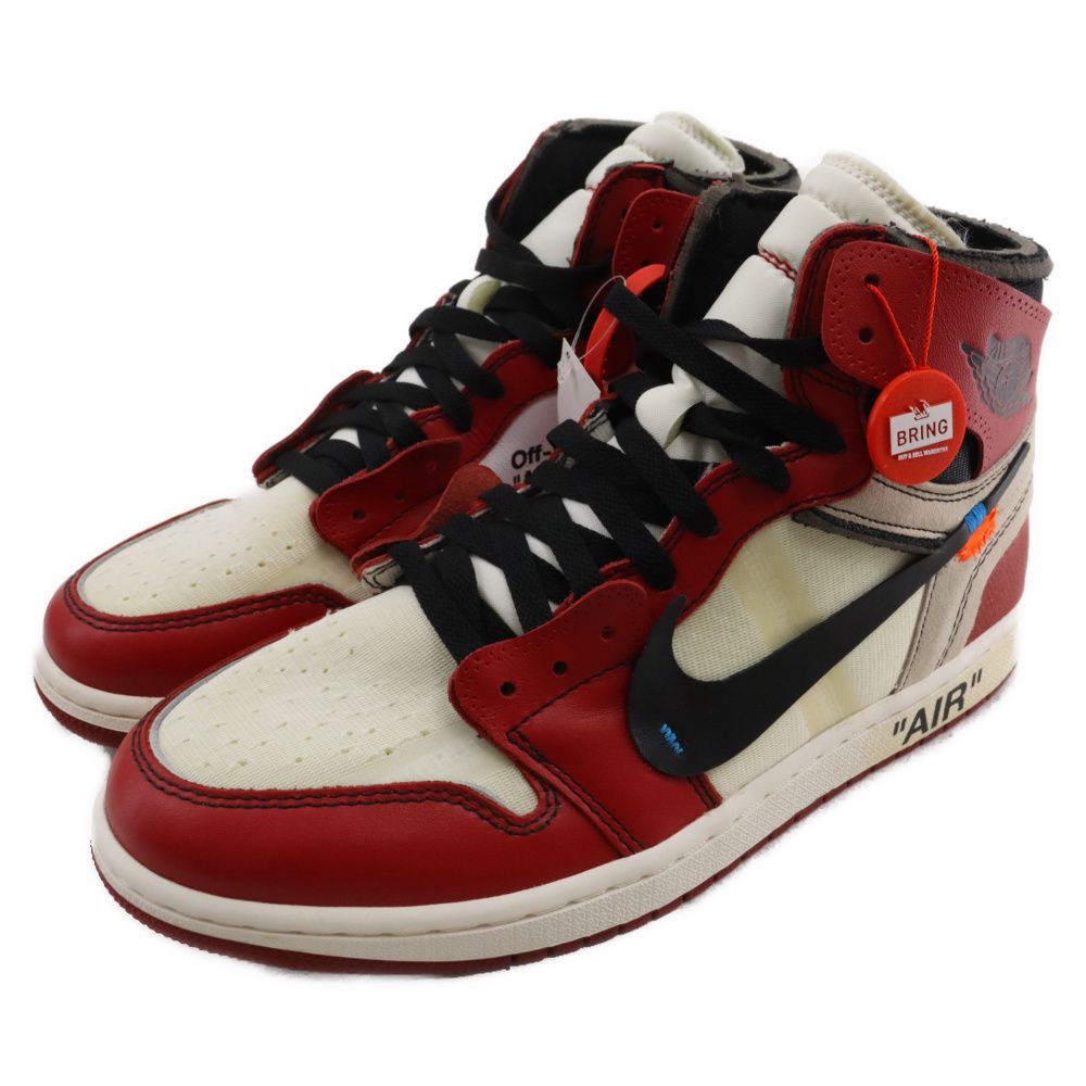 NIKE (ナイキ) ×OFF‐WHITE THE 10 AIR JORDAN 1 CHICAGO AA3834-101 オフホワイト ザテン エアジョーダン1 シカゴ ハイカットスニーカー US10/28cm ホワイト/レッド