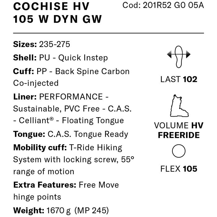 スキーブーツ レディース テクニカ 23-24 TECNICA COCHISE HV105W DYN GW PR BRD コーチス ハイボリューム 2024 日本正規品 旧モデル