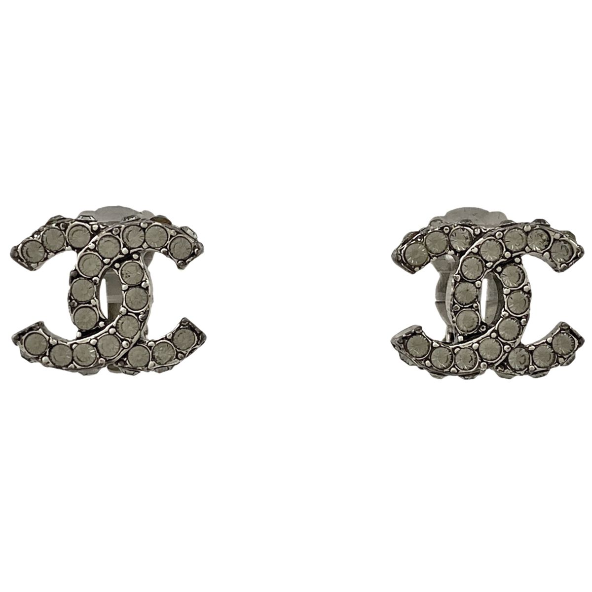 在庫一掃 シャネル CHANEL ココマーク ラインストーン イヤリング シルバーメッキ シルバー レディース