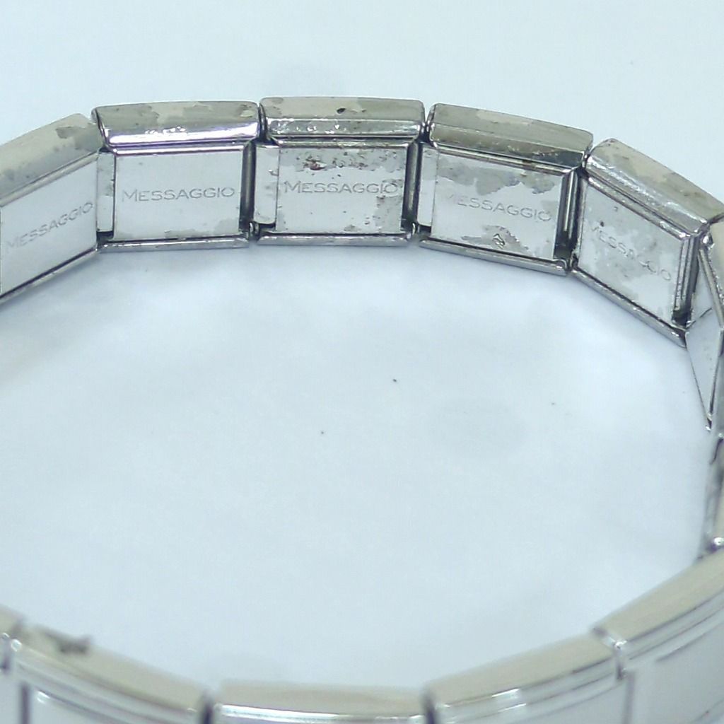 ナラカミーチェ メッサジオ 伸縮ブレスレット ハート/ラインストーン チャーム付 ナラカミーチェ メッサジオ 伸縮ブレスレット ハート/ライン