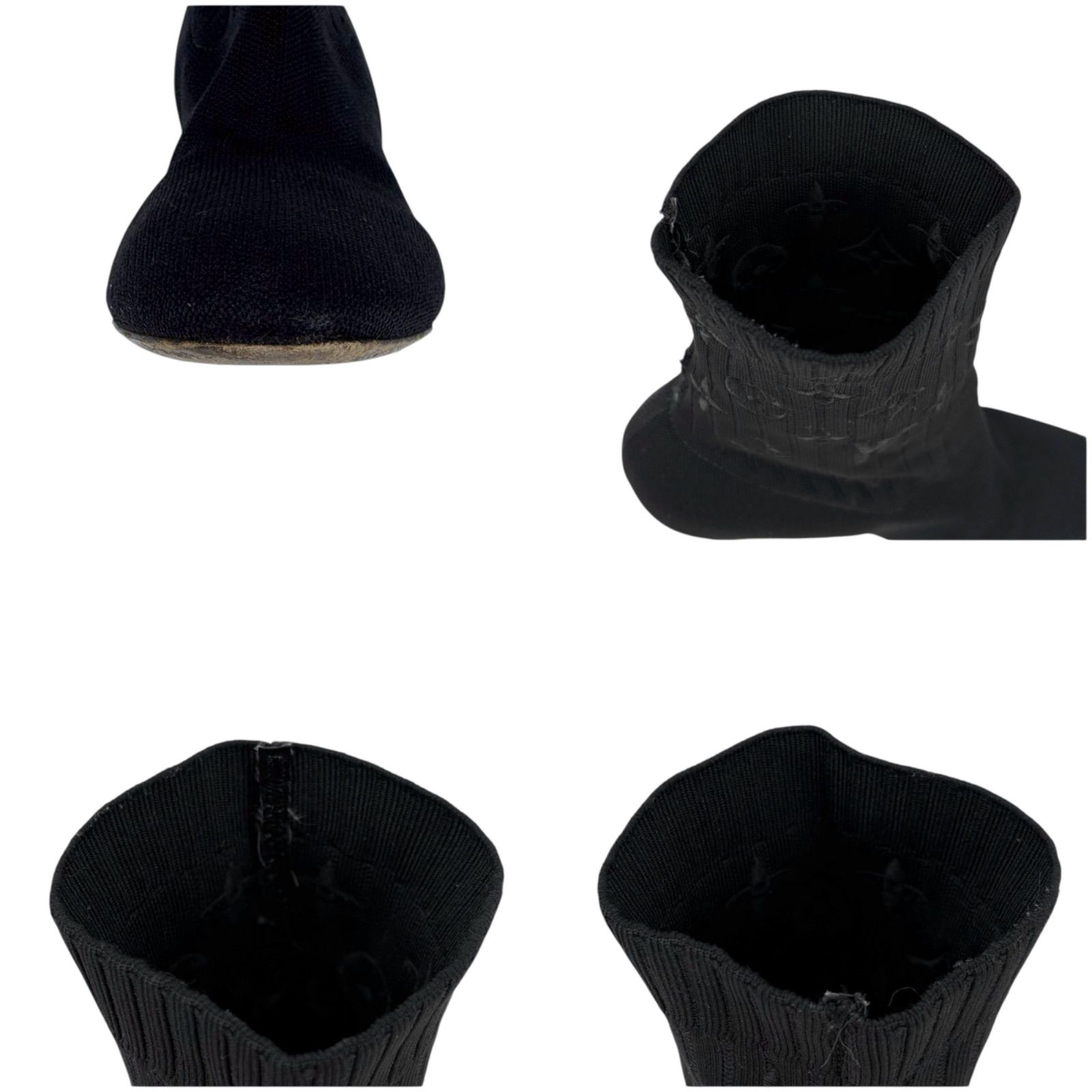 ルイヴィトン LOUIS VUITTON シルエットライン ショートブーツ アンクルブーツ ソックスブーツ ブラック 黒 ブラウン モノグラムレザー KIN-KAAI_COM