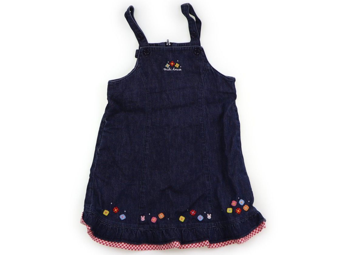 美品 ミキハウス miki HOUSE ジャンパースカート 110 女の子 ネイビー 子供服 ベビー服 キッズ（1132615）