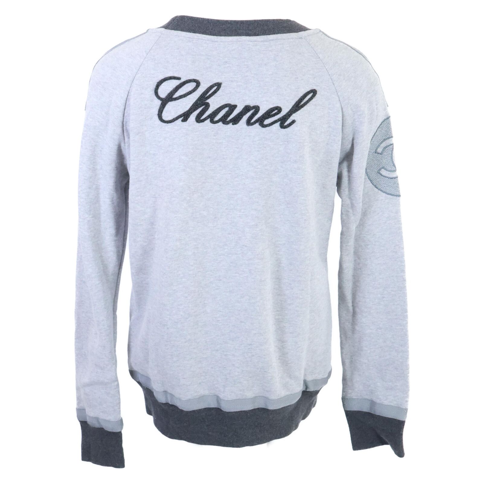 CHANEL シャネル P37995K02523 ココマーク Vガゼット 裏起毛スウェット トレーナー トップス 38 グレー レディース CHANEL シャネル P37995K02523 ココマーク Vガゼット 裏起毛