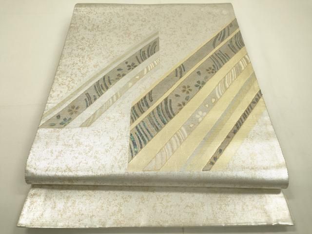 黒釉面取り布目点線文花入 (未使用 新品同様) 朧月夜 おぼろつきよ 唐花 黒 真珠 鏡裏文様 シンプル 袋帯