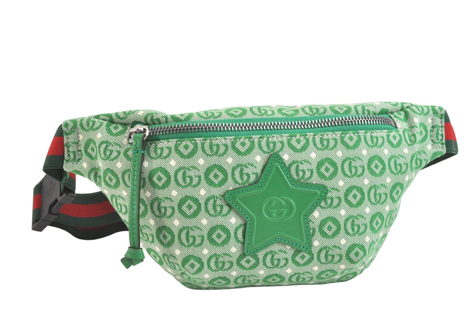 GUCCI グッチ チルドレンズ ウェブ シェリーライン ウエストバッグ GGキャンバス レザー グリーン 2495N