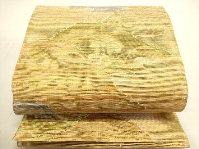 平和屋着物＊夏物 八寸名古屋帯 風景花文 正絹 逸品 未使用