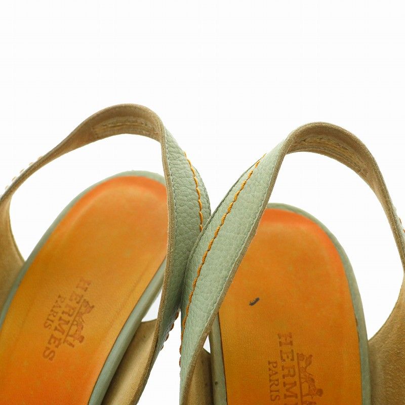 HERMESサンダル エルメス HERMES サンダル レザー オープントゥ ハイヒール