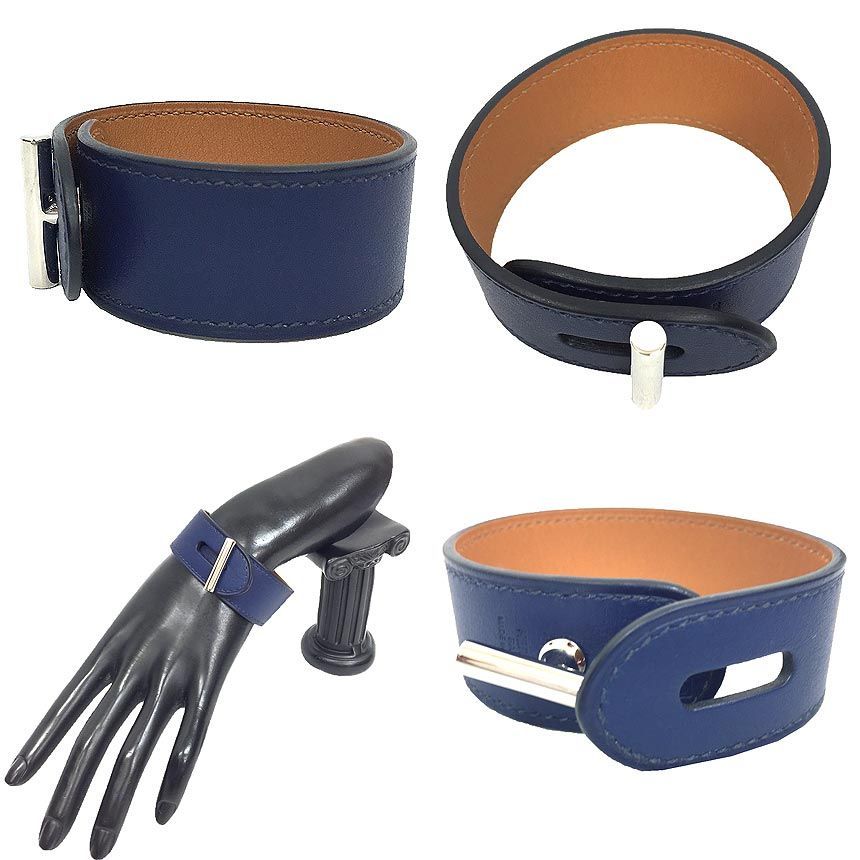 HERMES エルメス ネイビー レザーブレスレット aq11575 HERMES エルメス レザー ブレスレット ネイビー aq11575 - メルカリ