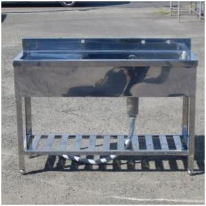 業務用 ステンレス 1槽シンク W1200 D450 H800 90 mm 水切付 右槽 厨房 槽内寸W750D350深235mmmm 台付 少しさびあとあり