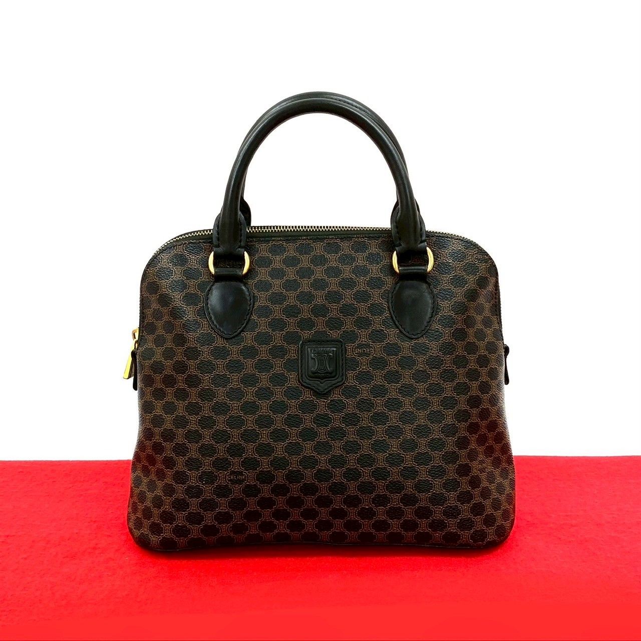CELINE マカダム柄ブラゾン刻印トートバッグ 極 美品 CELINE セリーヌ ヴィンテージ マカダム ブラゾン