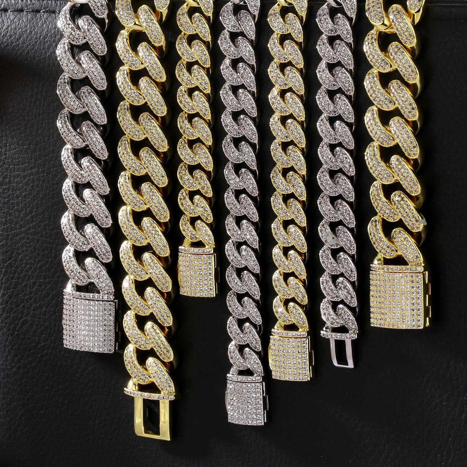 KRKC-CO 喜平ネックレス ジルコニア マイアミ キューバンチェーン 12 18mm 14K金メッキ CZダイヤ 太目 メンズネックレス チョーカー ヒップホップ ダンサー ラッパー アクセ