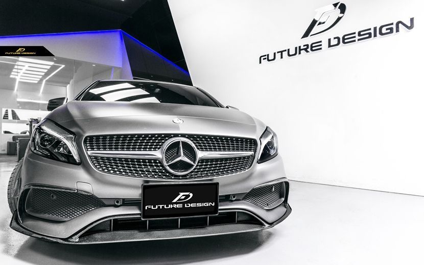 FUTURE DESIGN BENZ メルセデス ベンツ A-Class W176 後期車 フロントバンパー用 B26 リップスポイラー カナード 本物Drycarbon ドライカーボン エアロ カスタム
