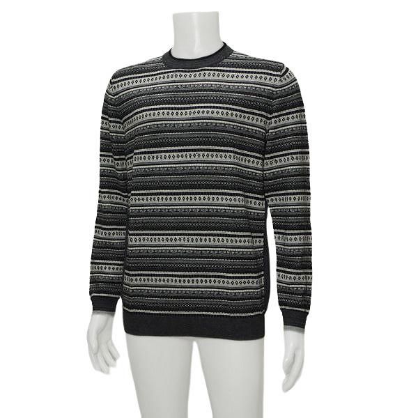 ムニタルプ MUNITALP メンズ 秋冬 柄 ウール カシミヤ混 クルーネックセーター 004-11111