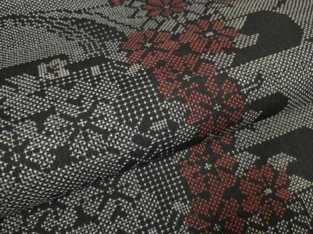 平和屋着物▽大島紬 反物 着尺 霞花文 逸品 未使用 DAAR3932zzz