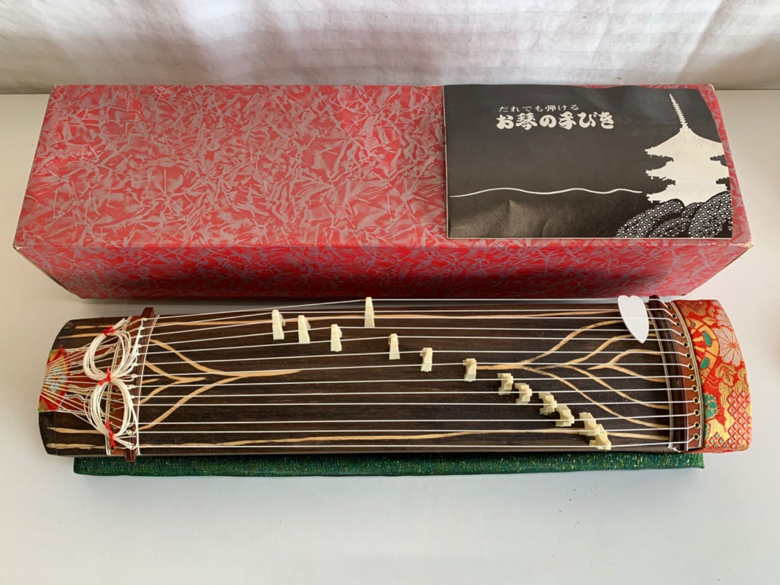 お琴 ミニサイズ 和楽器 13弦 音楽 和柄 赤 ゼンオン 文化箏 文化