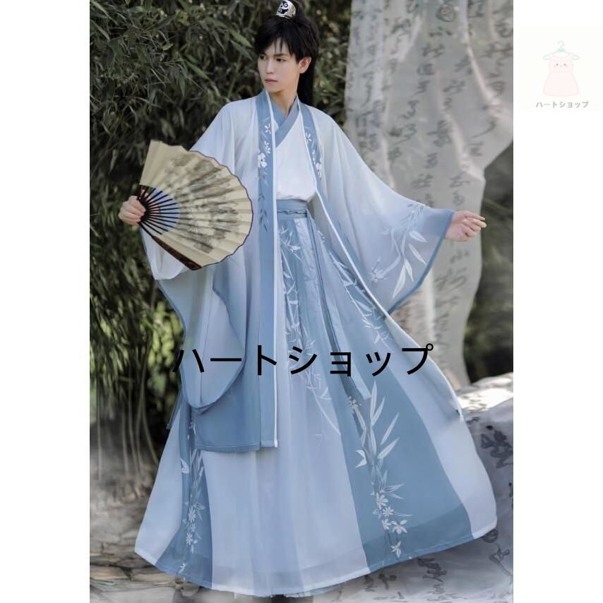 【激安通販】 漢服唐装 メンズ レディース ペアルック 竹柄プリント 花刺繍 中華服 男女兼用漢服 チャイナドレス チャイナ服 中華舞台ステージ
