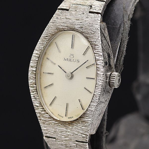 MILUS 手巻き時計 アイボリー文字盤