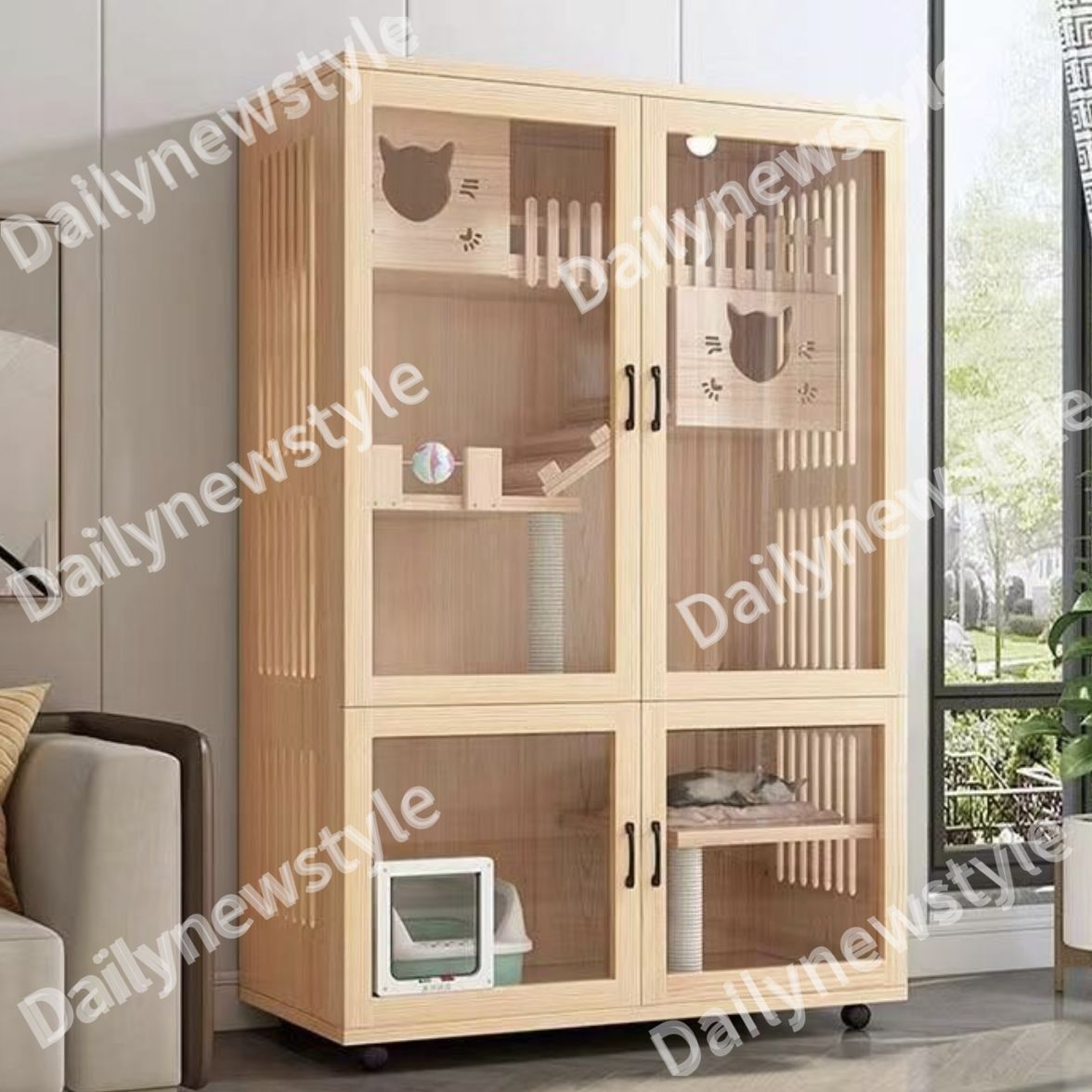 人気推薦◇ペット 猫の別荘 全実木 アパート 別墅 通気 無臭 耐磨耗