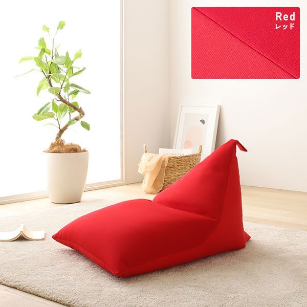 背もたれ付き ビーズクッション 【ブラック】 軽量 取っ手付き 2