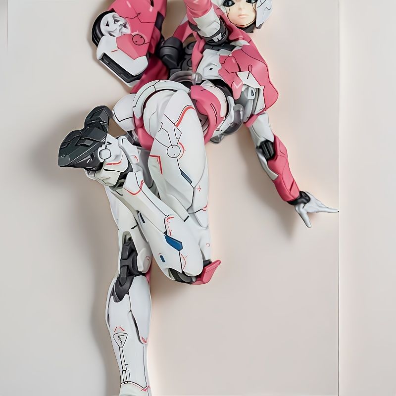 生々しいピンクと白のメカガールモデル - 詳細なPVCロボットフィギュア 複雑なデザイン コレクターとモデル愛好家に最適 クールなデスクトップディスプレイ コレクタブルモデル|生々しいデザイン|PvC構造 メカモデル