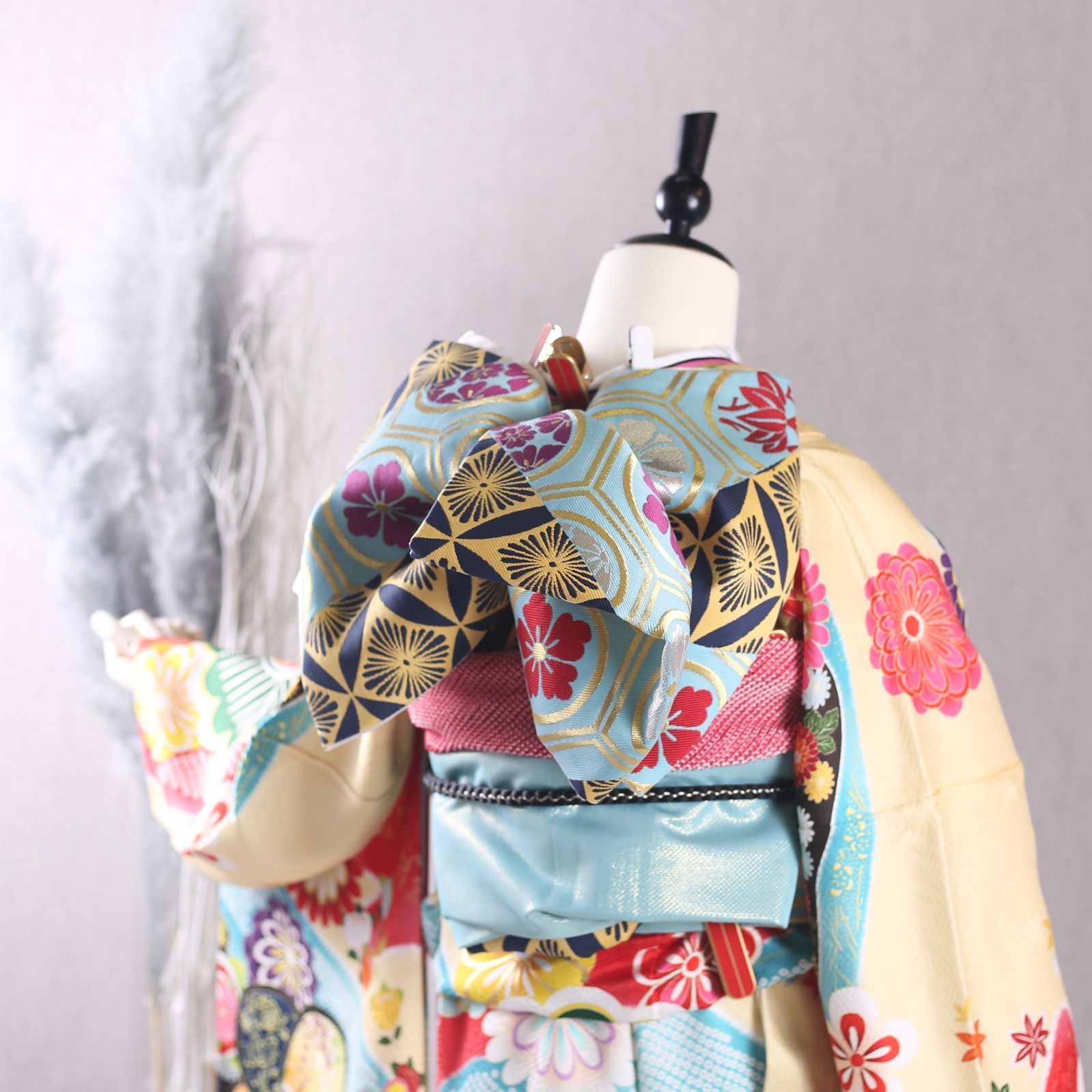 振袖フルセット 振袖セット 振袖 Lサイズ 中古 クリーム×レトロポップ