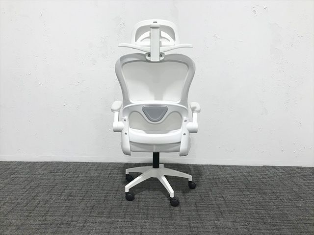 オフィスチェア ランバーサポート ハンガー ヘッドレスト付 ホワイト