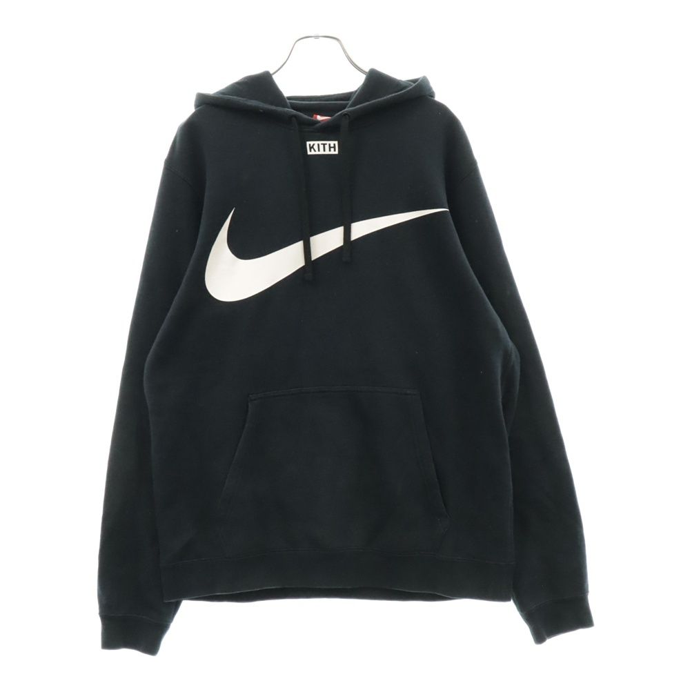 NIKE (ナイキ) ×KITH BIG Swoosh Hoodie キス ビッグ スウッシュ プリント プルオーバー スウェット パーカー ブラック  AH5009-010 - メルカリ