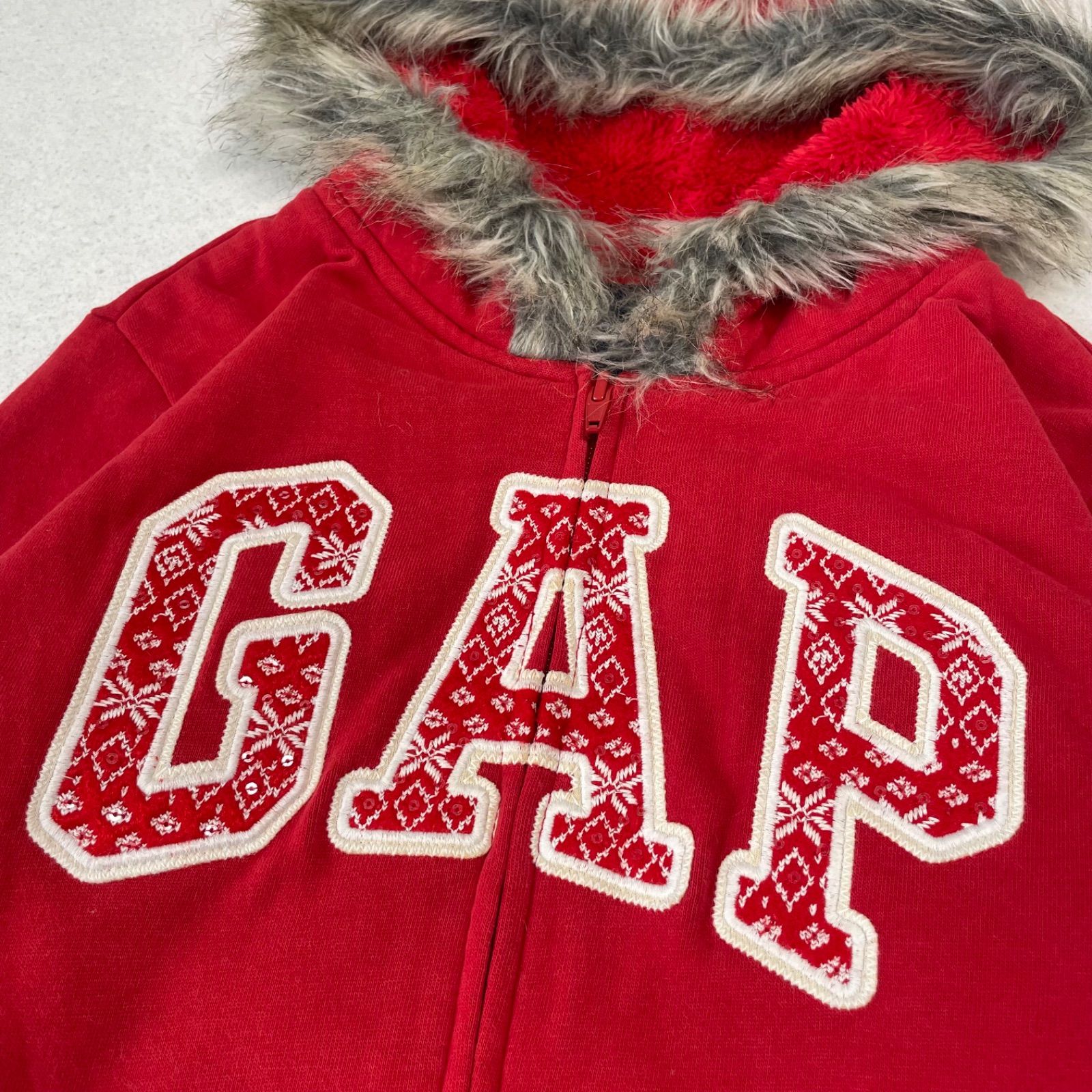 archive GAP ギャップ Y2K 平成ギャル 短丈 ファー付き ロゴ ワッペン