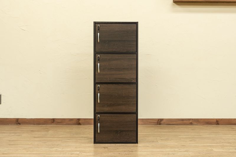 新品！ 鍵付きラック 4段 ウォールナット ホワイト