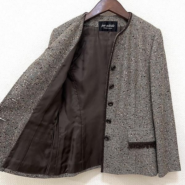 wnc ジュンアシダ junashida ジャケット 7 茶系 マルチ ツイード ノー