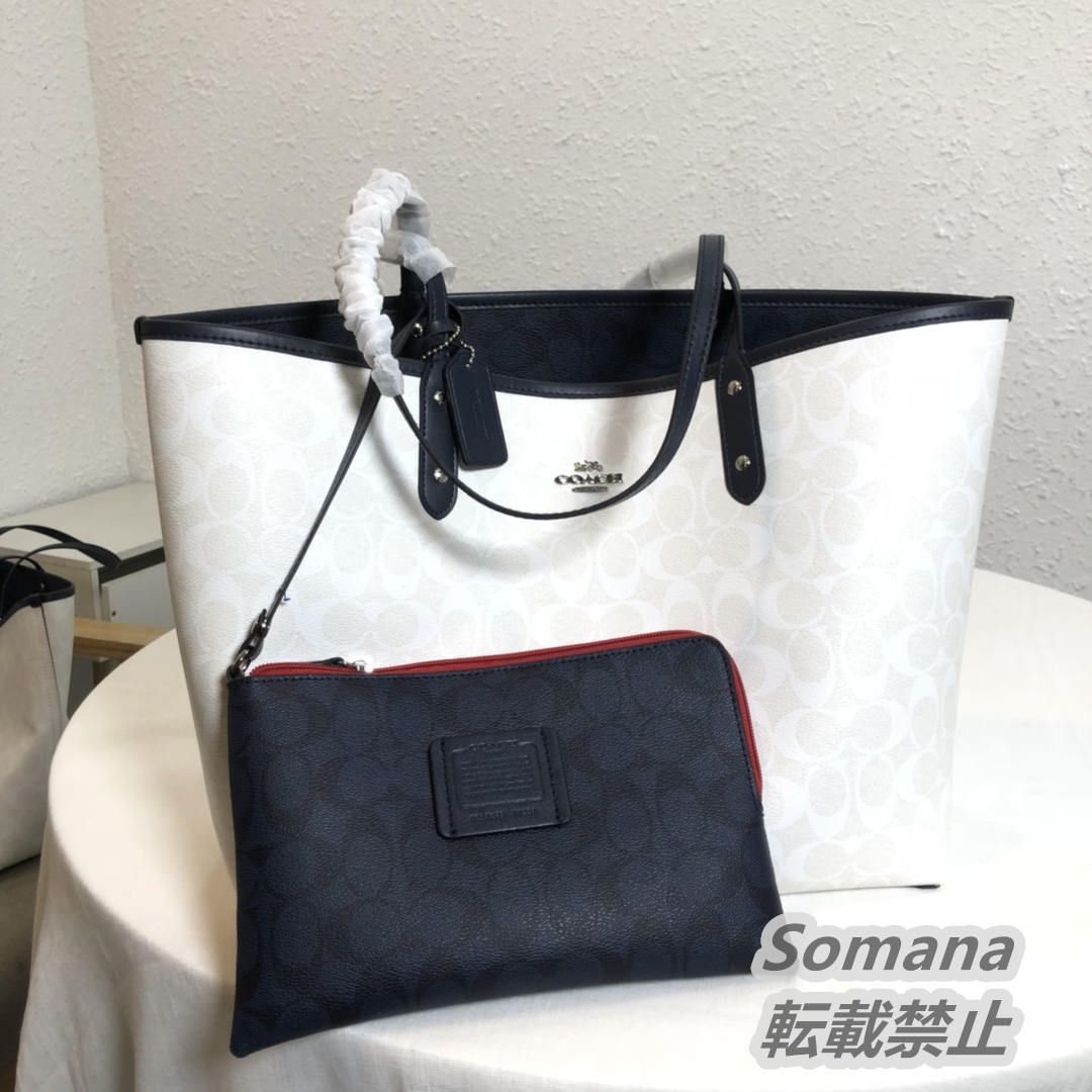 コーチ バッグ COACH トートバッグ ポーチ付 リバーシブル