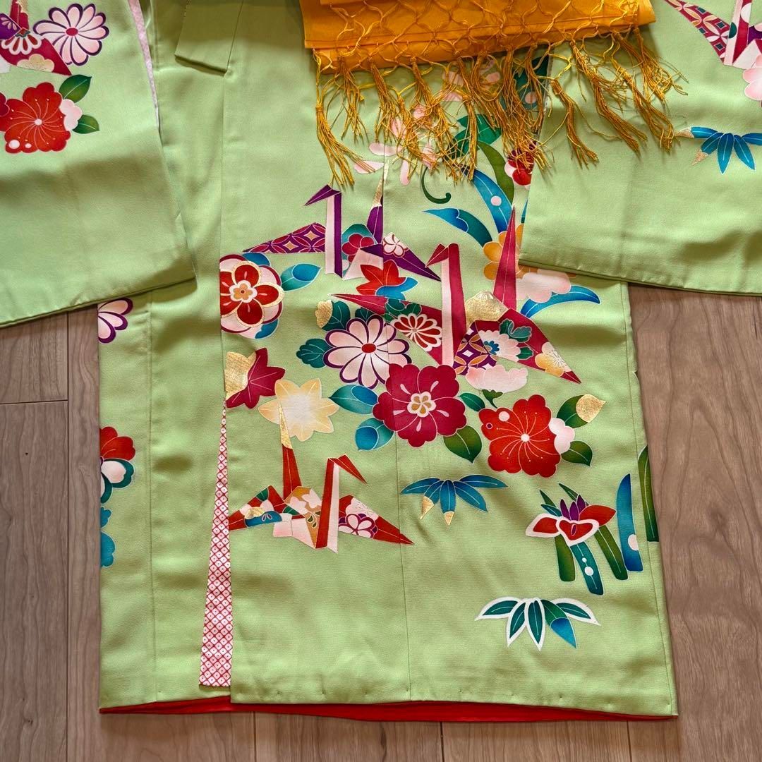 U 超美品　七五三　7歳　フルセット　女の子　子供　絹　着物　手書き友禅　本加工 超美品 七五三 7歳 フルセット 女の子 子供 絹 着物 襦袢 手書き友禅 U