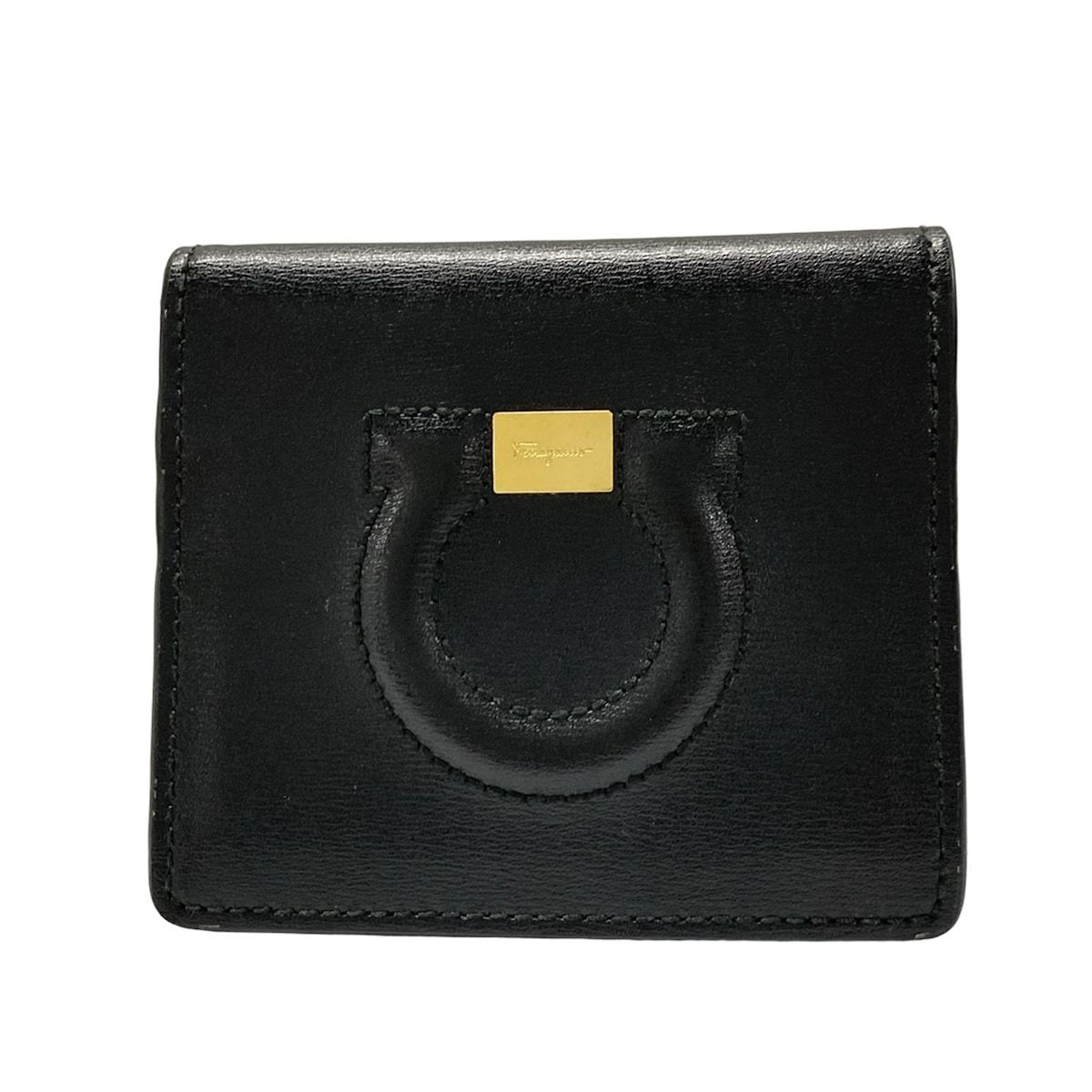 FERRAGAMO|SalvatoreFerragamo サルバトーレフェラガモ カードケース ガンチーニ 22 C847 黒×レッド レザー